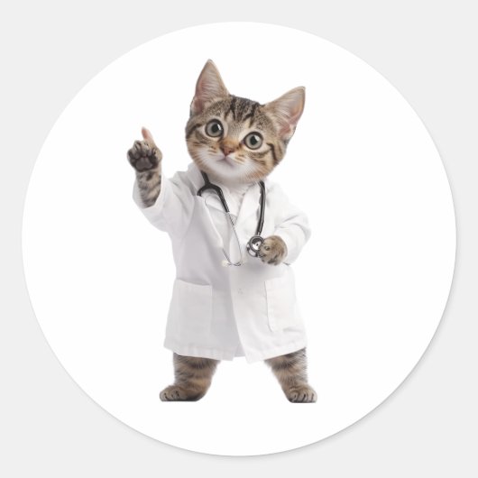 Doctor Cat Ronde Sticker (Voorkant)