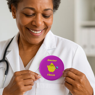 Doctor Chick Easter Button - Grappig Medisch