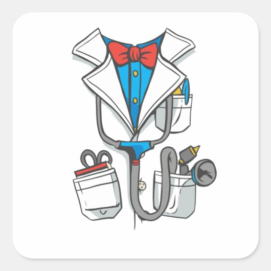 Doctor Coat Vierkante Sticker (Voorkant)