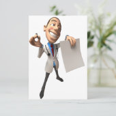 Doctor die enkele papieren uitnodigingen houdt (Staand voorkant)