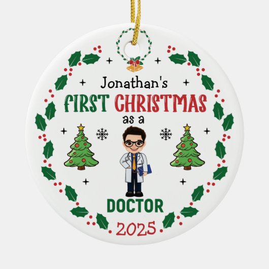 Doctor Eerste Kerstdag Gepersonaliseerde Ronde Keramisch Ornament (Voorkant)