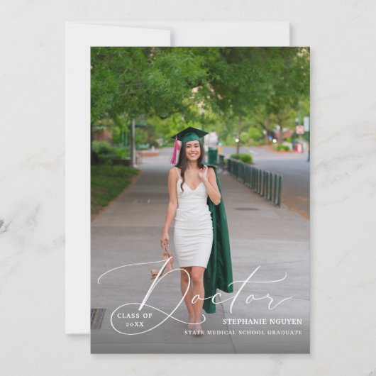 Doctor Elegant Foto Afstuderen Aankondiging (Voorkant)