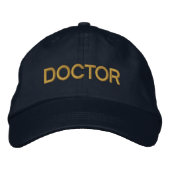 Doctor Embroided Baseball Hat - marine en Gold Pet (Voorkant)