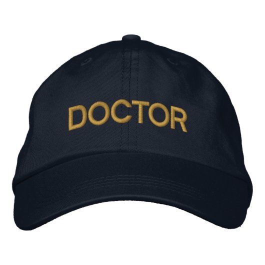 Doctor Embroided Baseball Hat - marine en Gold Pet (Voorkant)