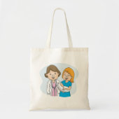 Doctor en nieuwe moeder met een Baby Canvas tas (Voorkant)
