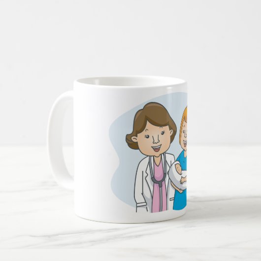 Doctor en nieuwe moeder met een Baby koffie Mok (Voorkant links)