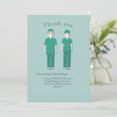 Doctor en verpleegster Flat Hartelijk dank Bedankkaart (Staand voorkant)