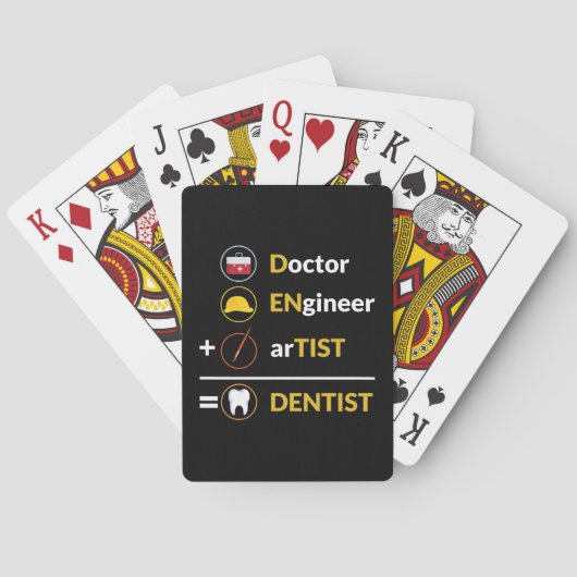 Doctor + Engineer + Artist = Dentist Funny Dental Pokerkaarten (Achterkant)