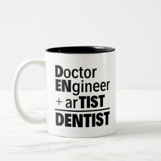 DOctor+ENgineer+ArTIST= DENTIST | Funny Dentist Tweekleurige Koffiemok