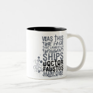Doctor Faustus Quote (B&W) Tweekleurige Koffiemok