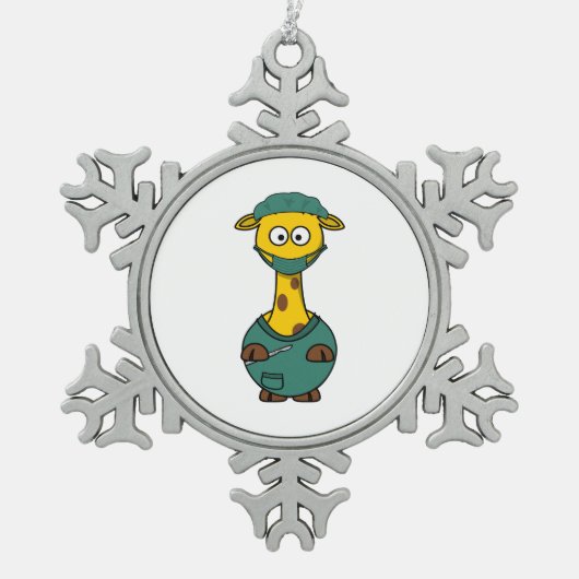 Doctor Giraffe Tin Sneeuwvlok Ornament (Voorkant)