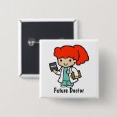 Doctor Girl met Xray Vierkante Button 5,1 Cm (Voorkant /achterkant)