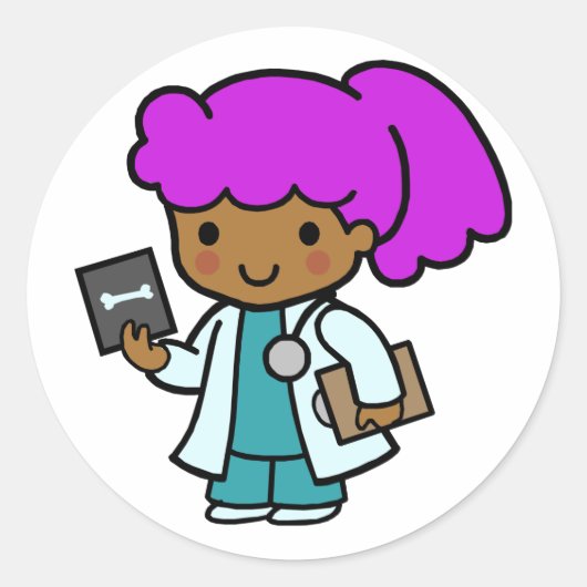Doctor Girl Ronde Sticker (Voorkant)
