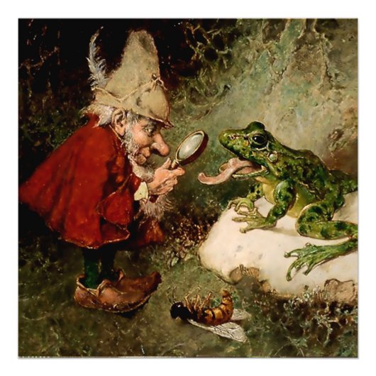 "Doctor Gnome Inspects Frog Tongue" door Heinrich  Foto Afdruk (Voorkant)