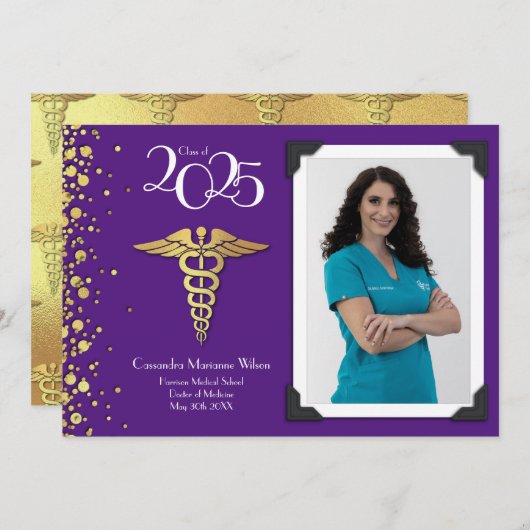 Doctor Gold Afstuderen Aankondiging Paars (Voorkant / Achterkant)