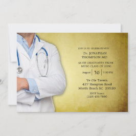 Doctor Graduation Party Gold White Coat Kaart