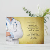 Doctor Graduation Party Gold White Coat Kaart (Staand voorkant)