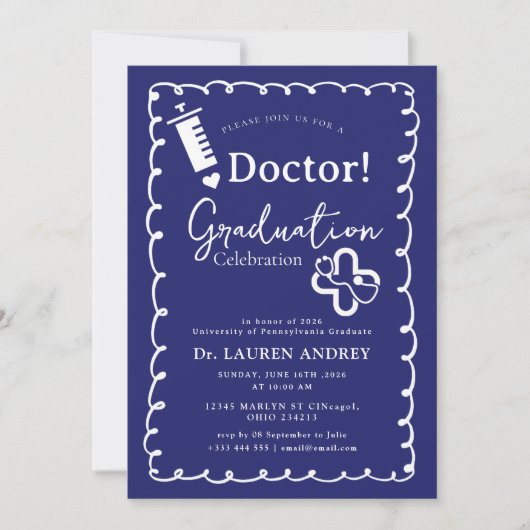 Doctor Graduation Party Invitation Kaart (Voorkant)