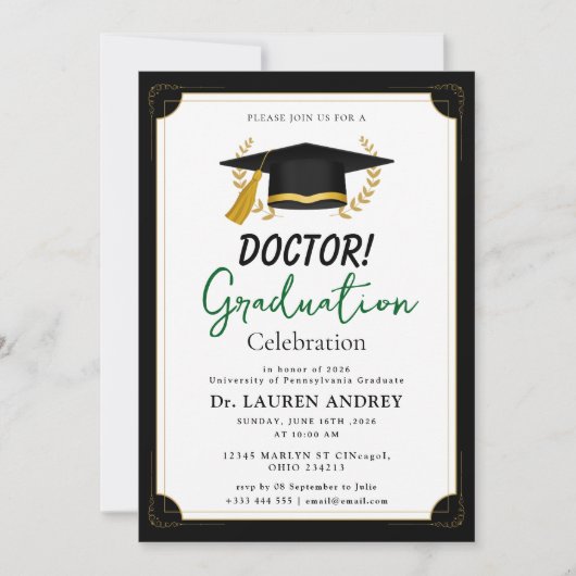 Doctor Graduation Party Invitation Kaart (Voorkant)