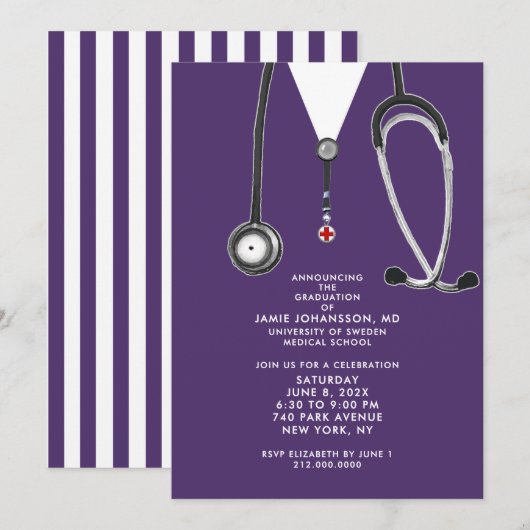 Doctor Graduation Party Invitations Kaart (Voorkant / Achterkant)