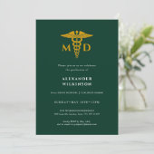 Doctor Green Gold Modern Medical School Afstuderen Kaart (Staand voorkant)