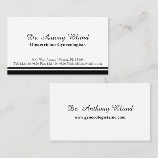 Doctor Gynaecoloog Obstetriciste OBGYN Elegant Visitekaartje (Voorkant / Achterkant)