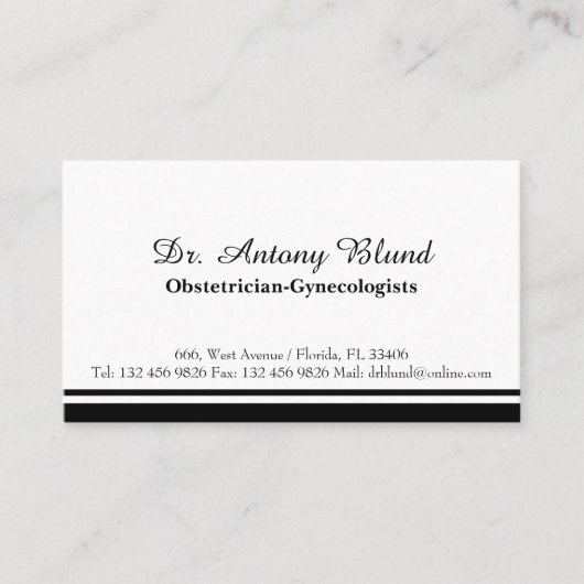 Doctor Gynaecoloog Obstetriciste OBGYN Elegant Visitekaartje (Voorkant)