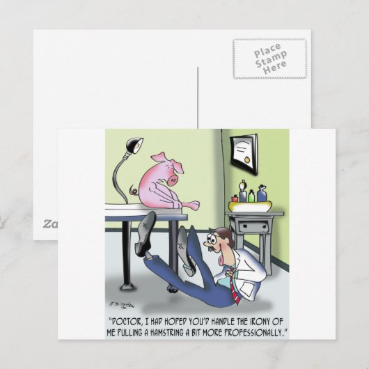 Doctor Handles Pulled Hamstring onprofessioneel Briefkaart (Voorkant / Achterkant)