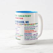 Doctor Hartelijk dank in 30 talen Tweekleurige Koffiemok (Voorkant rechts)