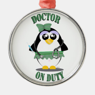 Doctor in de dienst Pinguïn (vrouw) Metalen Ornament