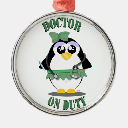 Doctor in de dienst Pinguïn (vrouw) Metalen Ornament (Voorkant)