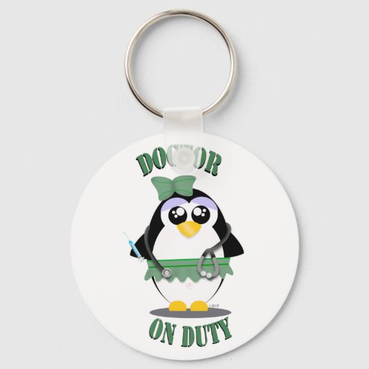 Doctor in de dienst Pinguïn (vrouw) Sleutelhanger (Voorkant)