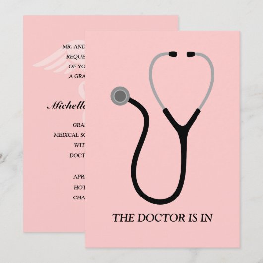 Doctor in de geneeskunde MD Roze Graduation Party  Kaart (Voorkant / Achterkant)