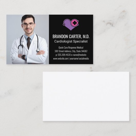 Doctor in de labjas | Cardiologie Logo Visitekaartje (Voorkant / Achterkant)