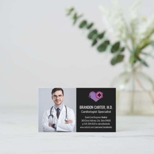 Doctor in de labjas | Cardiologie Logo Visitekaartje (Staand voorkant)