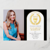 Doctor in de tandheelkunde Foto Afstuderen Gold Folie Uitnodiging (Voorkant)