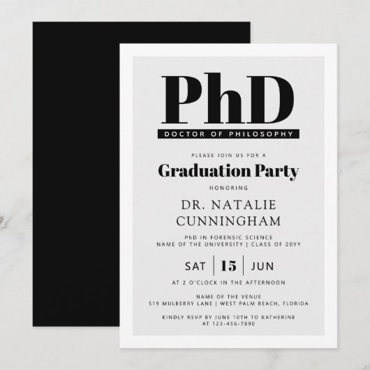 Doctor in de wijsbegeerte Doctoraal Afstuderen Kaart (Voorkant / Achterkant)