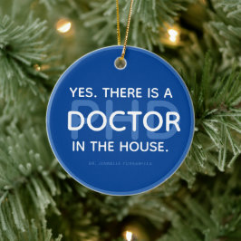Doctor in het huis Blue White Name PhD Afstuderen Keramisch Ornament