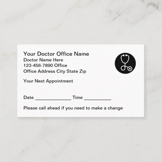 Doctor Kantoor Afspraakkaarten voor patiënten Afsprakenkaartje (Voorkant)