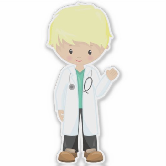 Doctor, lab Coat, Medicine, Cute Boy, blond haar Sticker (Voorkant)