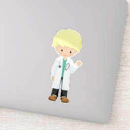 Doctor, lab Coat, Medicine, Cute Boy, blond haar Sticker