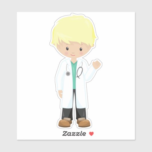 Doctor, lab Coat, Medicine, Cute Boy, blond haar Sticker (Vel)