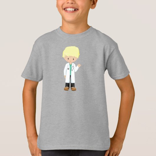 Doctor, lab Coat, Medicine, Cute Boy, blond haar T-shirt (Voorkant)