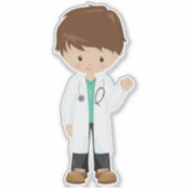 Doctor, lab Coat, Medicine, Cute Boy, Brown Hair Sticker (Voorkant)