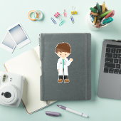 Doctor, lab Coat, Medicine, Cute Boy, Brown Hair Sticker (iPad Cover)