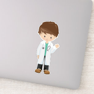 Doctor, lab Coat, Medicine, Cute Boy, Brown Hair Sticker