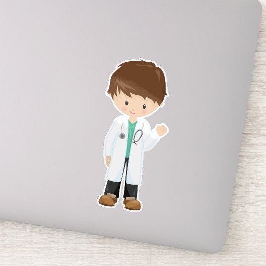 Doctor, lab Coat, Medicine, Cute Boy, Brown Hair Sticker (Detail)