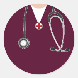 Doctor Maroon Scrubs Ronde Sticker