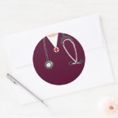Doctor Maroon Scrubs Ronde Sticker (Envelop)