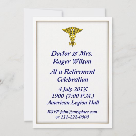 Doctor MD Uitnodiging tot pensionering (Achterkant)